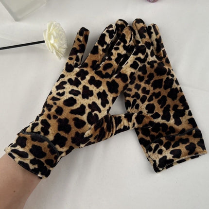 UNICORN Leopard Print Gloves for Women, Made of Golden Velvet