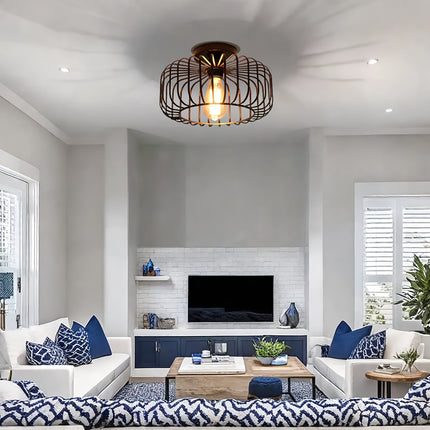 UNICORN 1pc Farmhouse Black Semi-Recessed Ceiling Light