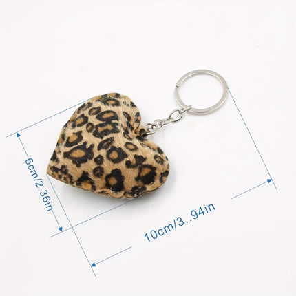 UNICORN Leopard Print Heart Keychain Leather Car Accessory & Bag Charm