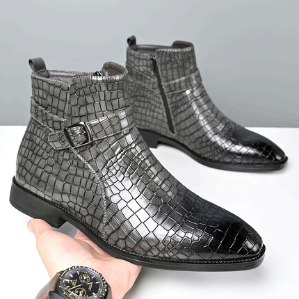 UNICORN Men's New Autumn/Winter  Ankle Boots High-Top Textured Upper Business Casual