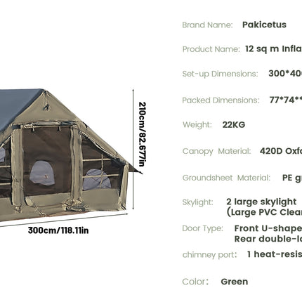UNICORN Inflatable Tent with a Sunroof, Quick Setup Inflatable Tent with Pump Khaki Green