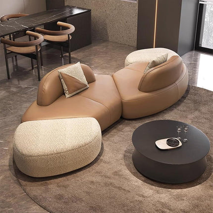 UNICORN Modern Curved Sectional Sofa Set Brown 365 * 110cm