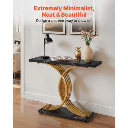 UNICORN 100 cm Gold Black Console Table, Modern Desk Behind the Couch