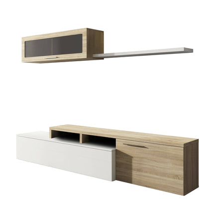 UNICORN Wall Unit TV Stand Living Room Furniture 200x41x44 cm Brown White Black