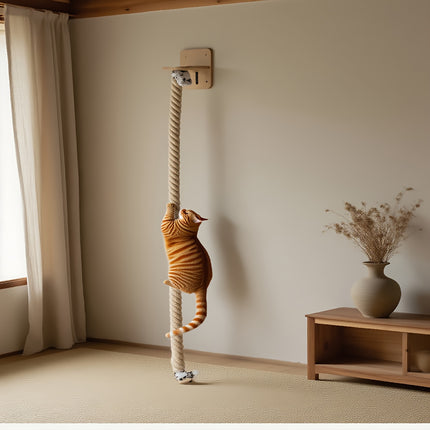 UNICORN Solid Wood Sisal Wall Mounted Cat Climbing Rope