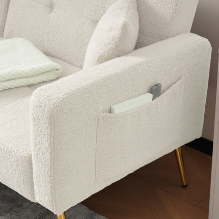 UNICORN Modern minimalist sofa bed size: 175*64*72 cm angle adjustable gold bed legs sofa with cushions side storage pockets