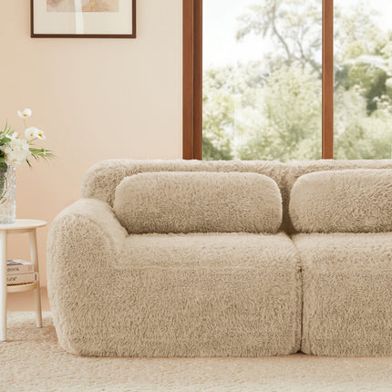 UNICORN 4-Seater Sofa, Premium Plush Fabric, Khaki
