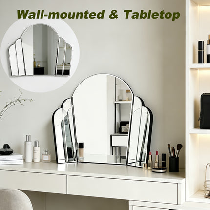 UNICORN Crown Shaped Hollywood Trifold Vanity Mirror 3 Way Adjustable Sliver Glass