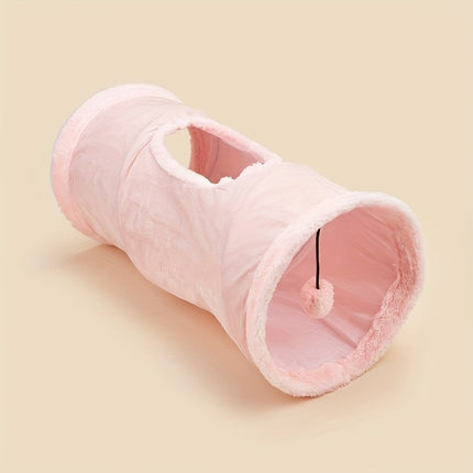 UNICORN Foldable plush cat tunnel with fun ball holes Gray Pink
