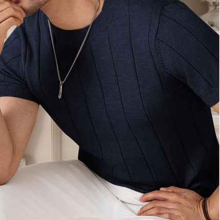 UNICORN Men Slim Fit Striped Textured Knit Crew Neck T-Shirt s m l xl