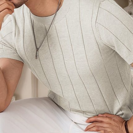 UNICORN Men Slim Fit Striped Textured Knit Crew Neck T-Shirt s m l xl