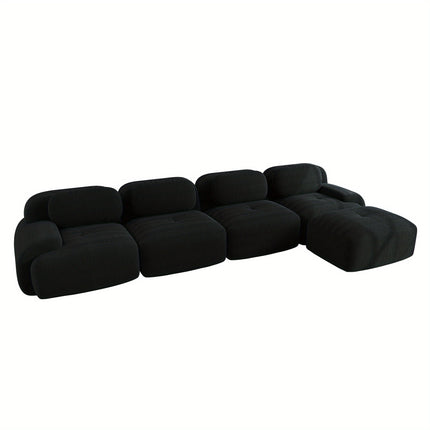 UNICORN 4-Seater Corner Sofa with Reclining Seats & Wide Armrests Black