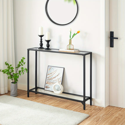 UNICORN Console Table With Shelves, 100 Cm Side Table Golden Black