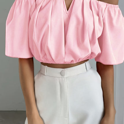 UNICORN Off-the-Shoulder Solid Color Short Blouse  Daily Wear, Parties, All-Season xs s m l