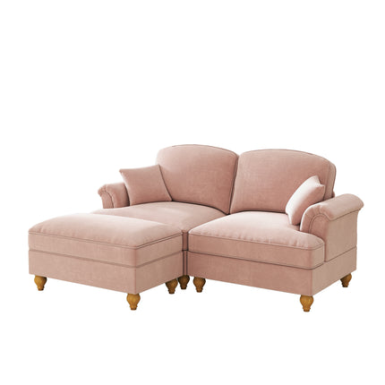 UNICORN Modular Mid-Century L-Shaped 2-Seater Chenille Sofa for Living Room Pink