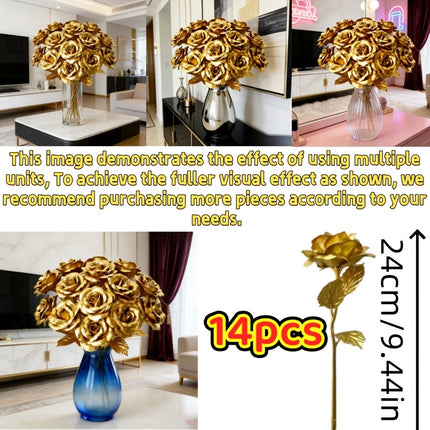 UNICORN 14pcs Artificial Golden Roses Valentine'S Day Gifts