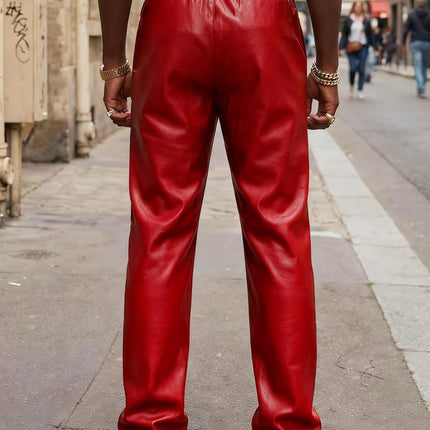 UNICORN Glossy PU Leather Pants, New Solid Color Slim-Fit Long Trousers s m l xl xxl