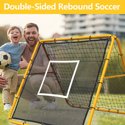 UNICORN 4x4 Multi-Sport Rebounder Net with Heavy-Duty Steel Frame Yellow and Black