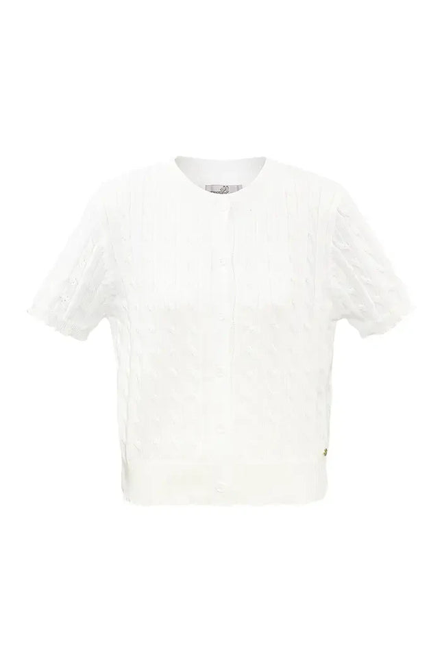 UNICORN Knitted cardigan with cable print - white  S M L