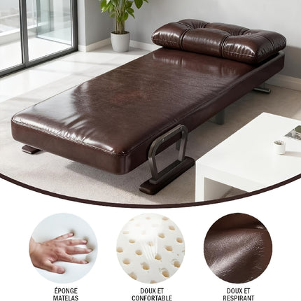 UNICORN 1 Seater Sofa Bed Removable Faux Leather Cushion Sepia Green Gray Black White