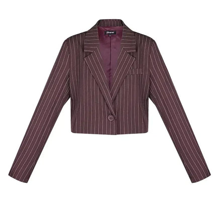 UNICORN Pinstripe cropped blazer Burgundy s m l
