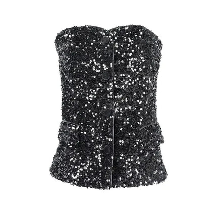 UNICORN Glitter Corset Top - Black S M L
