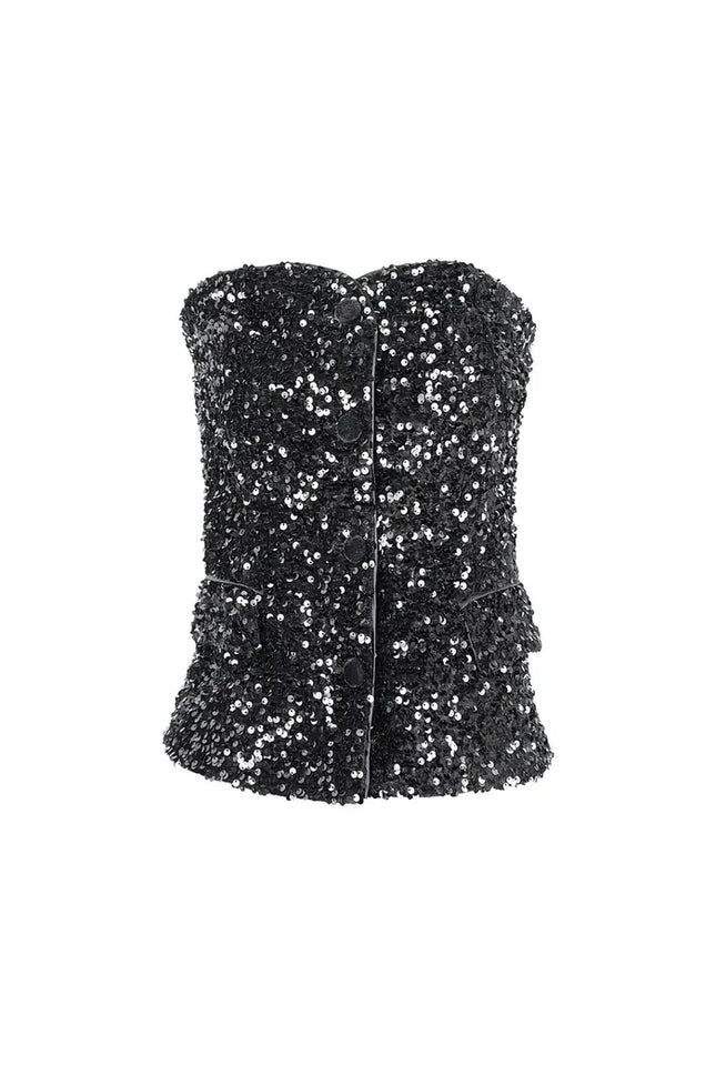 UNICORN Glitter Corset Top - Black S M L