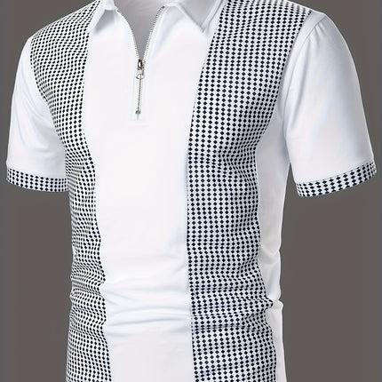 UNICORN Fashion POLO Shirt Short Sleeve Color Block Print Zipper Detail s m l xl