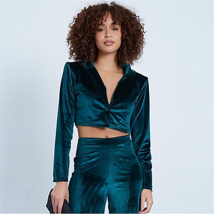 UNICORN Women's blazer velvet green xxs xs s