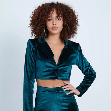 UNICORN Women's blazer velvet green xxs xs s