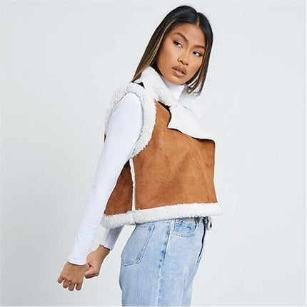 UNICORN Women's bodywarmer fur collar white brown white xs s m l xl