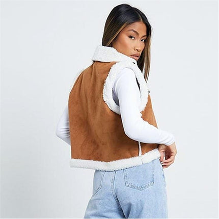 UNICORN Women's bodywarmer fur collar white brown white xs s m l xl
