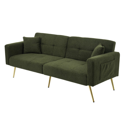 UNICORN Modern minimalist sofa bed size: 175*64*72 cm angle adjustable gold bed legs sofa with cushions side storage pockets