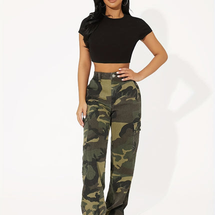 UNICORN Camouflage Print Flap Pocket Side Cargo Jeans xxs xs s m l