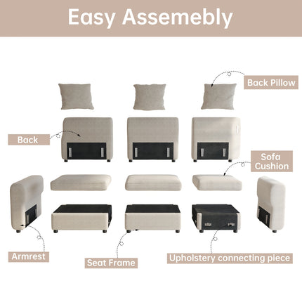 UNICORN Modern Modular Sectional Sofa Living Room Furniture Beige