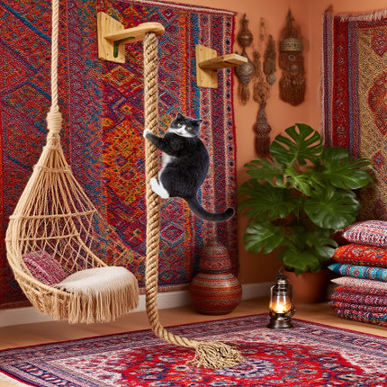 UNICORN Solid Wood Sisal Wall Mounted Cat Climbing Rope