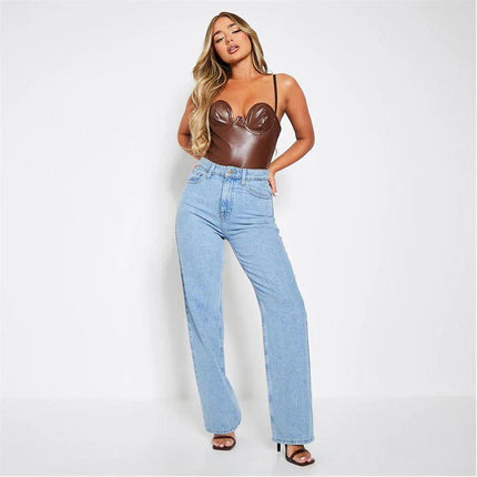 UNICORN Women's leather bodysuit dark brown xs s