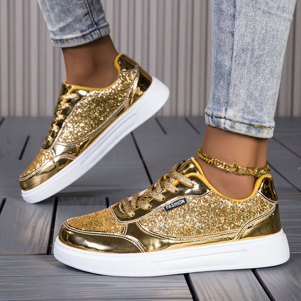 UNICORN Ladies Glittery Road Running Shoes Golden and Silvery Sparkling