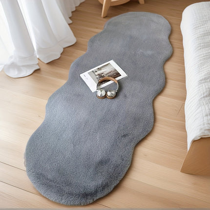 UNICORN Faux Rabbit Area Rug Plush Polyester Low Pile White Beige Gray Khaki