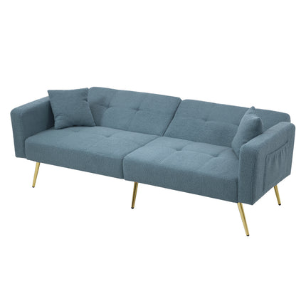 UNICORN Modern minimalist sofa bed size: 175*64*72 cm angle adjustable gold bed legs sofa with cushions side storage pockets