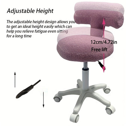 UNICORN Gray Blue Pink Rolling Stool with Lamb&apos Fleece Seat Cushion