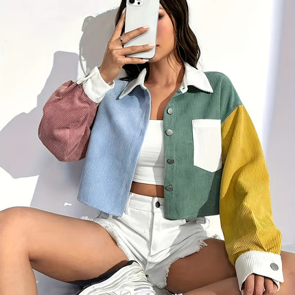 UNICORN Color-block Flannel Jacket Elegant Collar Women's Casual Blazer xs s m l xl