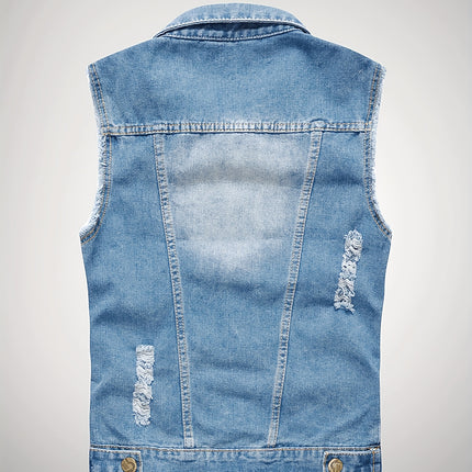 UNICORN Men'S Trendy Denim Vest, Retro Distressed Denim Vest, Camisole xs s m l xl