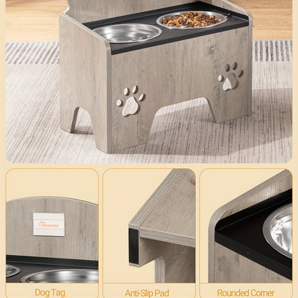 UNICORN Raised Dog Bowls, Elevated Dog Bowl Vintage Brown/Grey