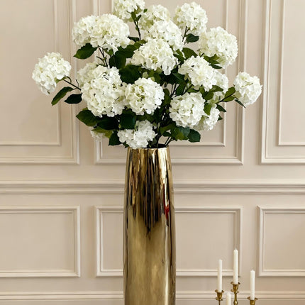 UNICORN Luxurious 60Cm Tall Ceramic Floor Vase in Electroplated silvery And Golden