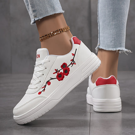 UNICORN Plum Blossom White Low-Top Casual Skate Shoes for Women