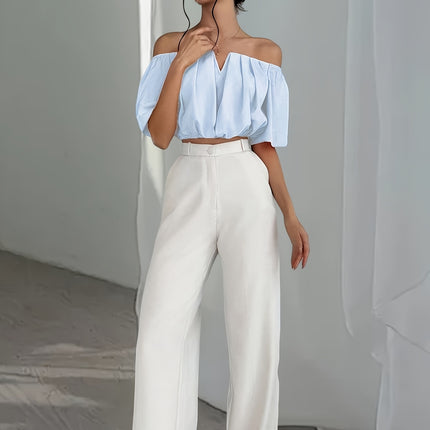 UNICORN Off-the-Shoulder Solid Color Short Blouse  Daily Wear, Parties, All-Season xs s m l