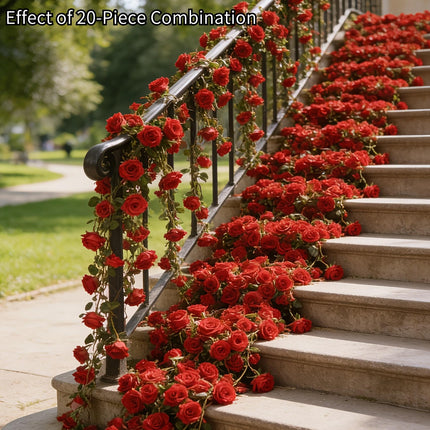 UNICORN 180pcs Red Rose Vine Decoration Set 4 Rolls, Rose Vines for Valentine'S Day