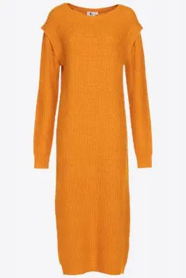 UNICORN Women's long dress rib knitted long sleeves orange khaki green xs s m l xl