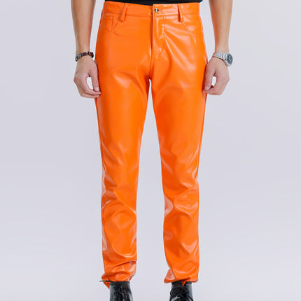 UNICORN Men's Stretch PU Leather Pants Stretchable Slim Fit Formal & Casual Pants